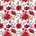 Șervețel - Red floral pattern - 24x24 cm