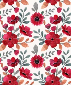 Șervețel - Red floral pattern - 24x24 cm