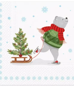 Șervețel - Skating bear - 33x33 cm