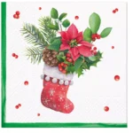 Șervețel - Sock with Poinsettia - 33x33 cm