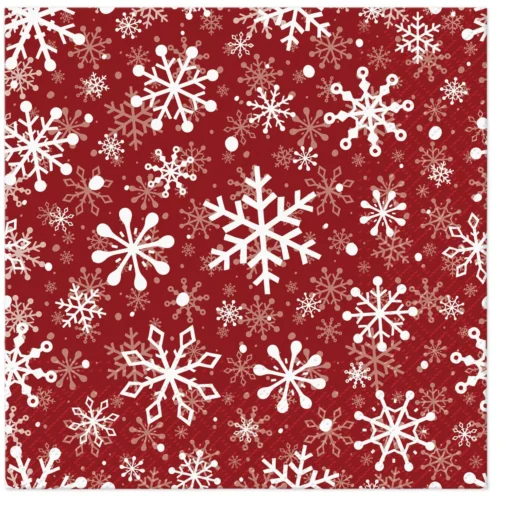 Șervețel – Christmas Snowflakes red – 33×33 cm 1