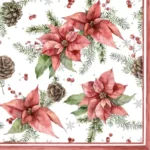 Șervețel – Poinsettia & Pine Cone - 24x24 cm