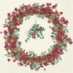 Șervețel - Berry Wreath cream - 33x33 cm
