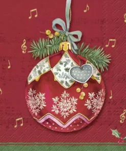Șervețel - Christmas Bauble red - 33x33 cm