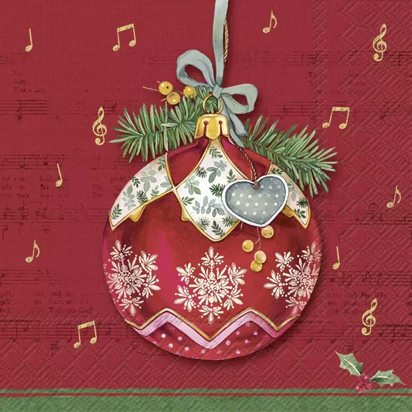 Șervețel - Christmas Bauble red - 33x33 cm 1 Șervețel - Christmas Bauble red - 33x33 cm