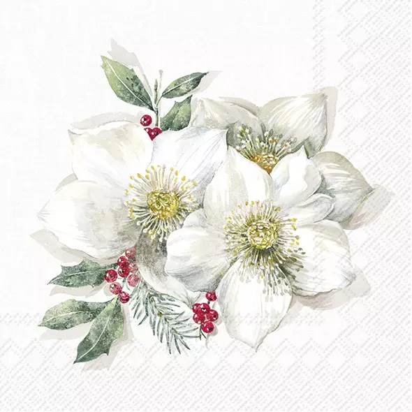 Șervețel - Christmas Rose - 33x33 cm 1 Șervețel - Christmas Rose - 33x33 cm