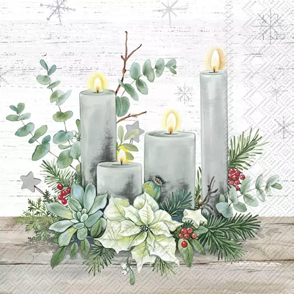 Șervețel - Four Candles grey - 33x33 cm 1 Șervețel - Four Candles grey - 33x33 cm