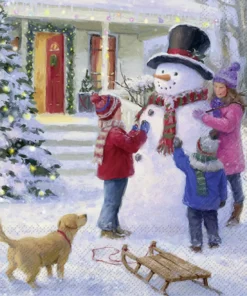Șervețel - Fun with the Snowman - 33x33 cm