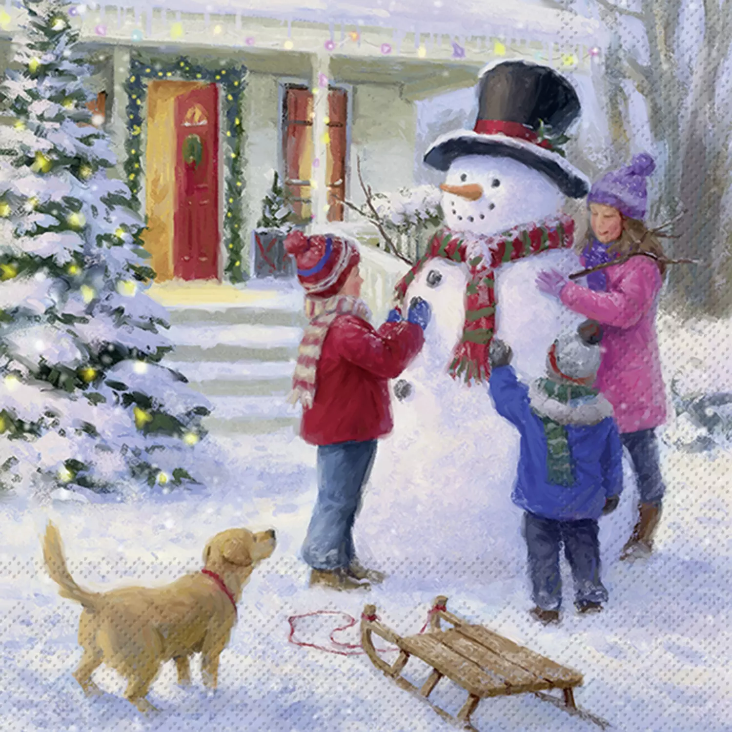 Șervețel - Fun with the Snowman - 33x33 cm 1 Șervețel - Fun with the Snowman - 33x33 cm