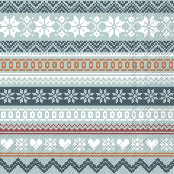 Șervețel - Nordic Pattern blue green - 33x33 cm 1 Șervețel - Nordic Pattern blue green - 33x33 cm