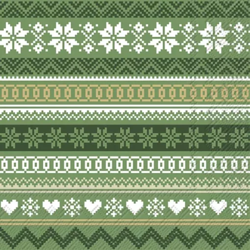 Șervețel - Nordic Pattern green - 33x33 cm 1