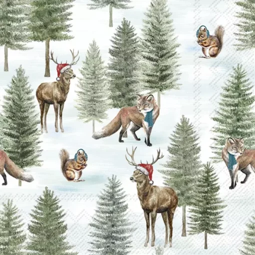 Șervețel - Nordic Winter Animals - 33x33 cm 1