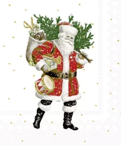 Șervețel - Nostalgic Santa gold - 33x33 cm