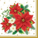 Șervețel - Poinsettia Bouquet White - 33x33 cm