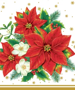 Șervețel - Poinsettia Bouquet White - 33x33 cm