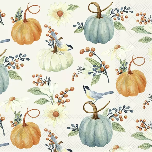 Șervețel - Pumpkin Floral - 33x33 cm 1 Șervețel - Pumpkin Floral - 33x33 cm