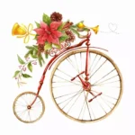 Șervețel - Retro Bicicletta di Natale - 33x33 cm