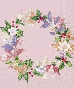 Șervețel - Romantic Ilex Wreath - 33x33 cm