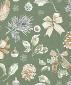 Șervețel - Simple Season Allover green - 33x33 cm