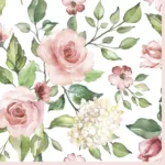 Șervețel - Watercolour Roses with Hydrangea - 33x33 cm