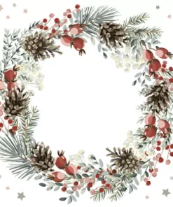 Șervețel - Watercolour Wreath on White - 33x33 cm
