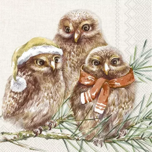 Șervețel - Winter Owls - 33x33 cm 1