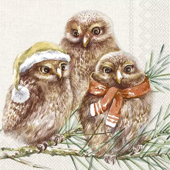 Șervețel - Winter Owls - 33x33 cm 1 Șervețel - Winter Owls - 33x33 cm