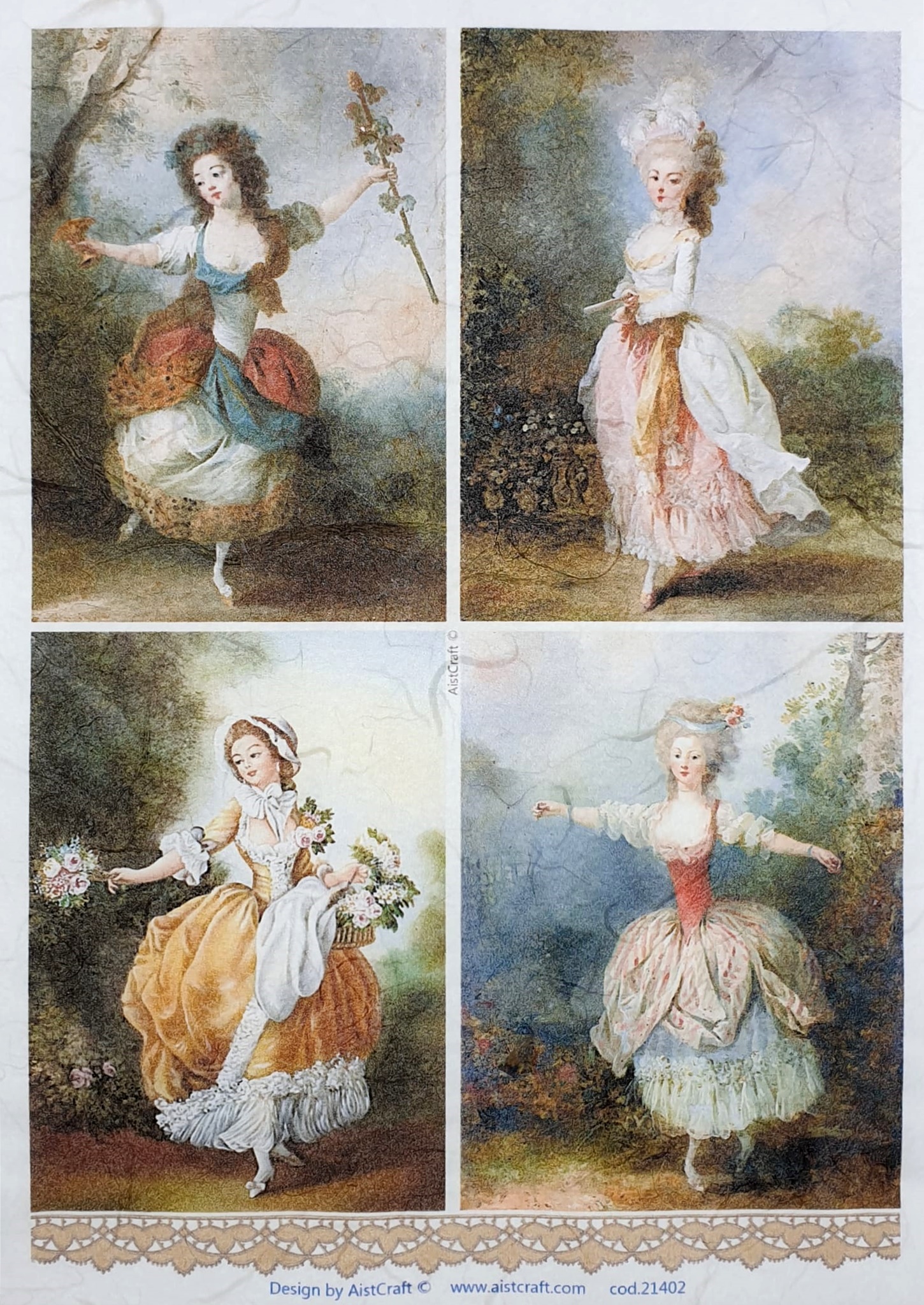 Hârtie de orez - Dancing Ladies - A4 1 Hârtie de orez - Dancing Ladies - A4