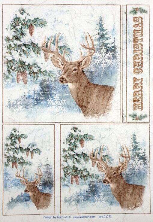 Hârtie de orez - Deer Portret - A4 1
