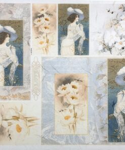 Hârtie de orez - Lady and Flowers - 32x45 cm