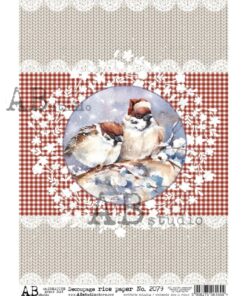 Hârtie de orez - Medallion with sparrows - A4