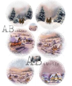 Hârtie de orez - Winter Landscape - A4