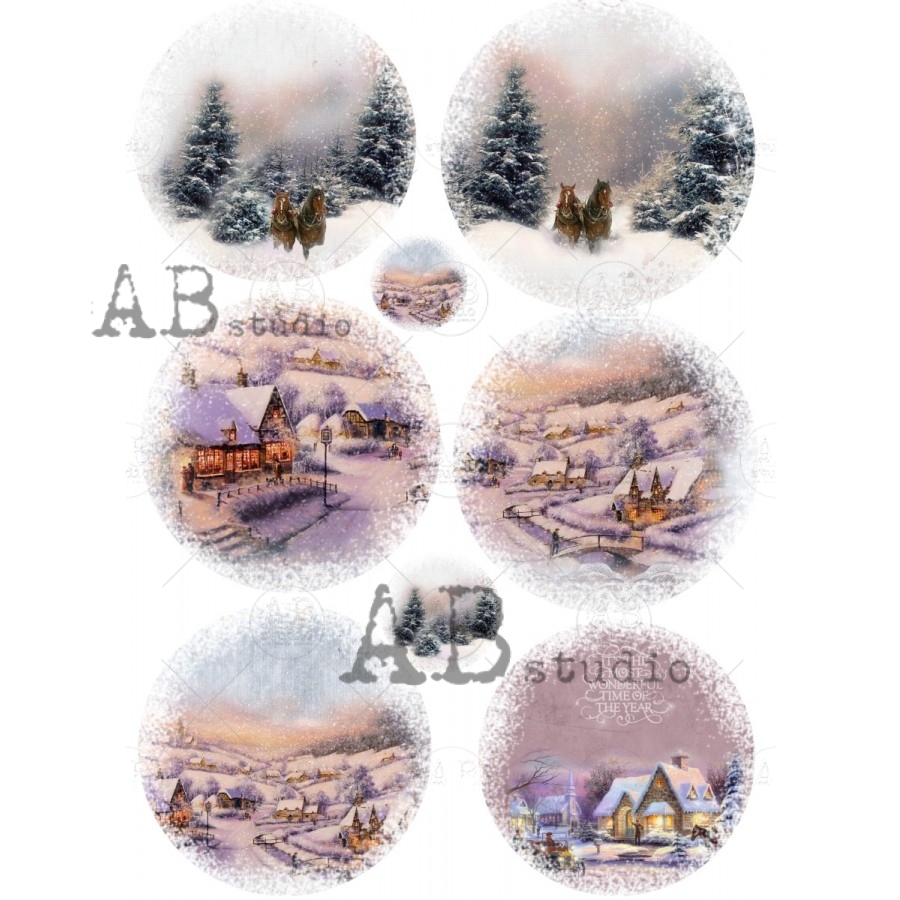 Hârtie de orez - Winter Landscape - A4 1 Hârtie de orez - Winter Landscape - A4