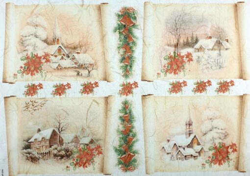Hârtie de orez - Winter Scenes - 32x45 cm 1