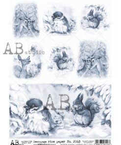 Hârtie de orez – Animals blue - A4
