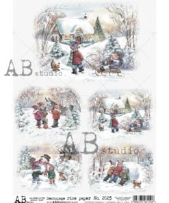 Hârtie de orez – Children playing 2 – A4