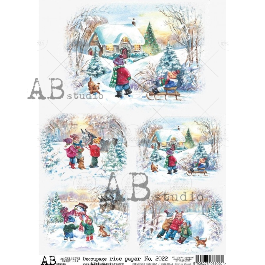 Hârtie de orez – Children playing - A4 1 Hârtie de orez – Children playing - A4