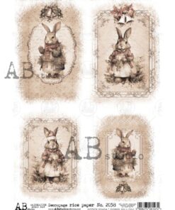 Hârtie de orez – Christmas Rabbits 2 - A4