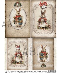 Hârtie de orez – Christmas Rabbits - A4