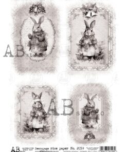 Hârtie de orez – Christmas Rabbits - A4
