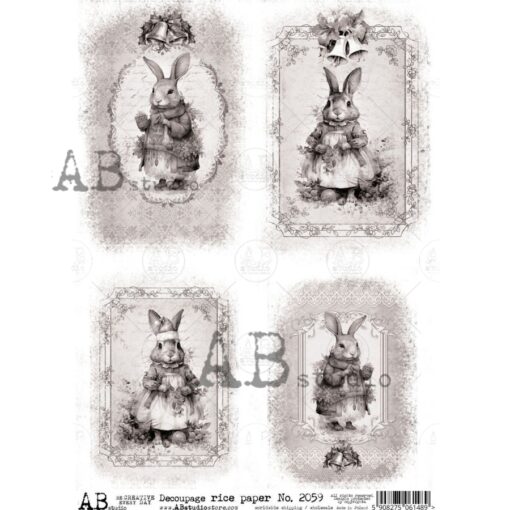 Hârtie de orez – Christmas Rabbits - A4 1
