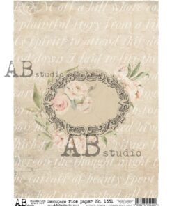 Hârtie de orez – Frame with Flowers - A4