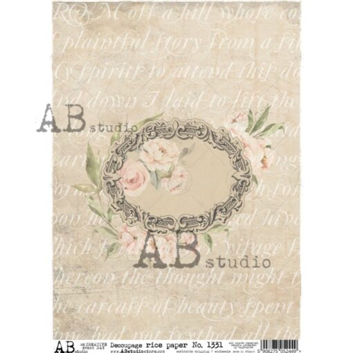 Hârtie de orez – Frame with Flowers - A4 1