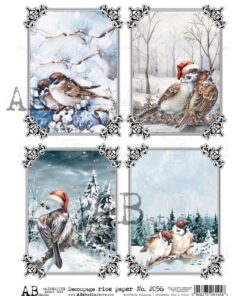 Hârtie de orez – Frames with Birds - A4