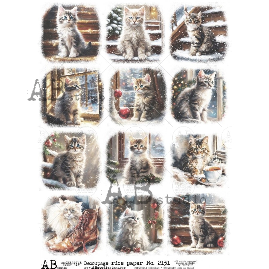 Hârtie de orez – Lovely Cats - A4 1 Hârtie de orez – Lovely Cats - A4