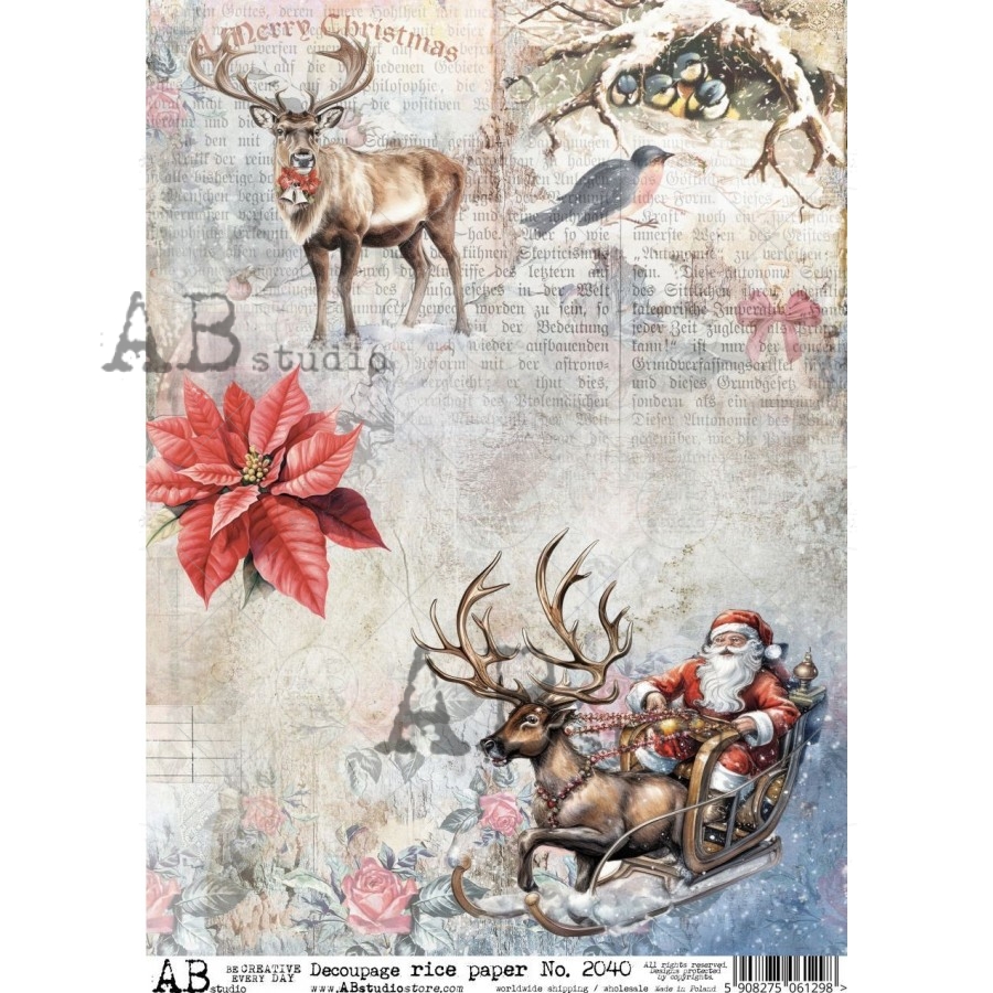 Hârtie de orez – Merry Christmas - A4 1 Hârtie de orez – Merry Christmas - A4