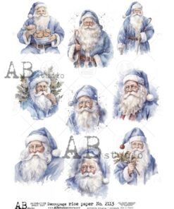 Hârtie de orez – Santa Claus blue - A4