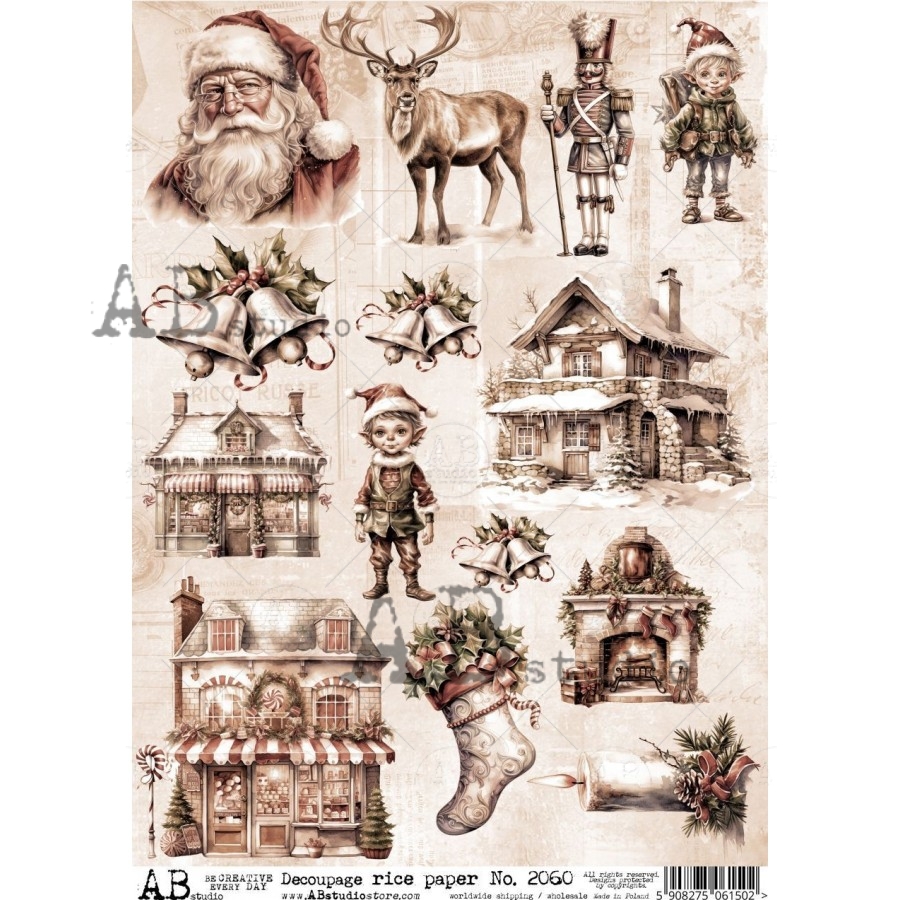 Hârtie de orez – Santa's Friends - A4 1 Hârtie de orez – Santa's Friends - A4