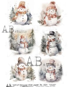 Hârtie de orez – Smiling Snowman - A4