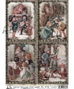 Hârtie de orez – Vintage Christmas - A4